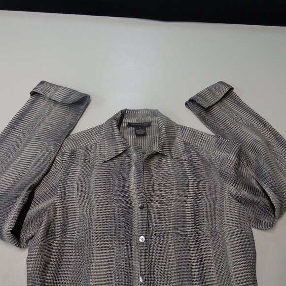 Kenneth Cole New York Size 4 100% Silk Blouse Black/White - Picture 14 of 16